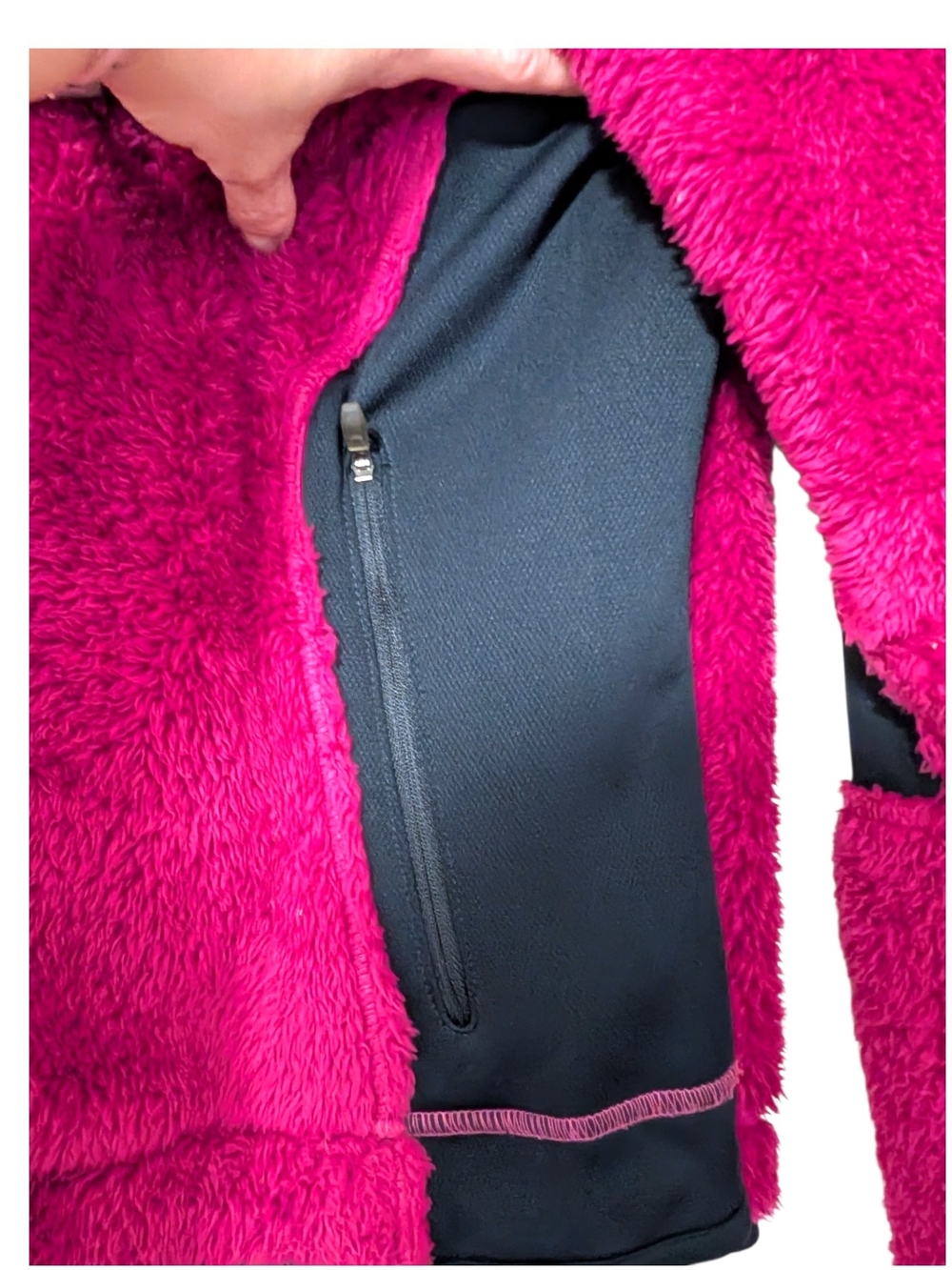 Women's Raspberry Teddy Jacket with Contrast Panels - Picture 7 of 12
